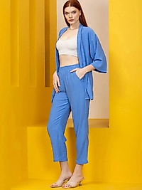 Mavi Kimono Alt Üst Takım Elbise