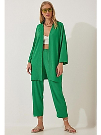 Yeşil Kimono Alt Üst Takım Elbise